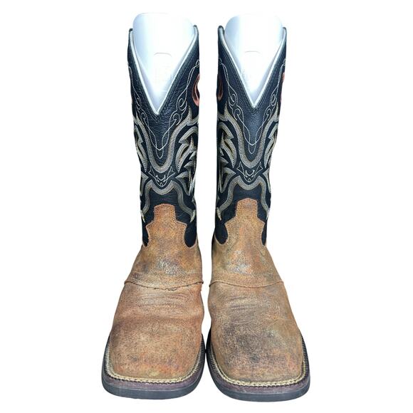 Justin Men’s Stampede Tan Distressed Leather Western Cowboy Boot Size US 10 D main image 4